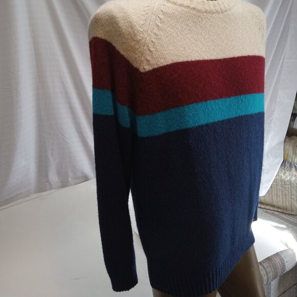 American Eagle Mens Crewneck Red White Blue Seriously Soft Striped Sweater L - Picture 7 of 13